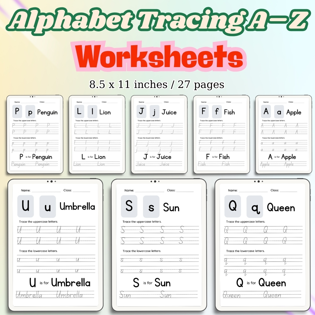 Alphabet Tracing Worksheets A–Z – Printable PDF for Teachers and Students
