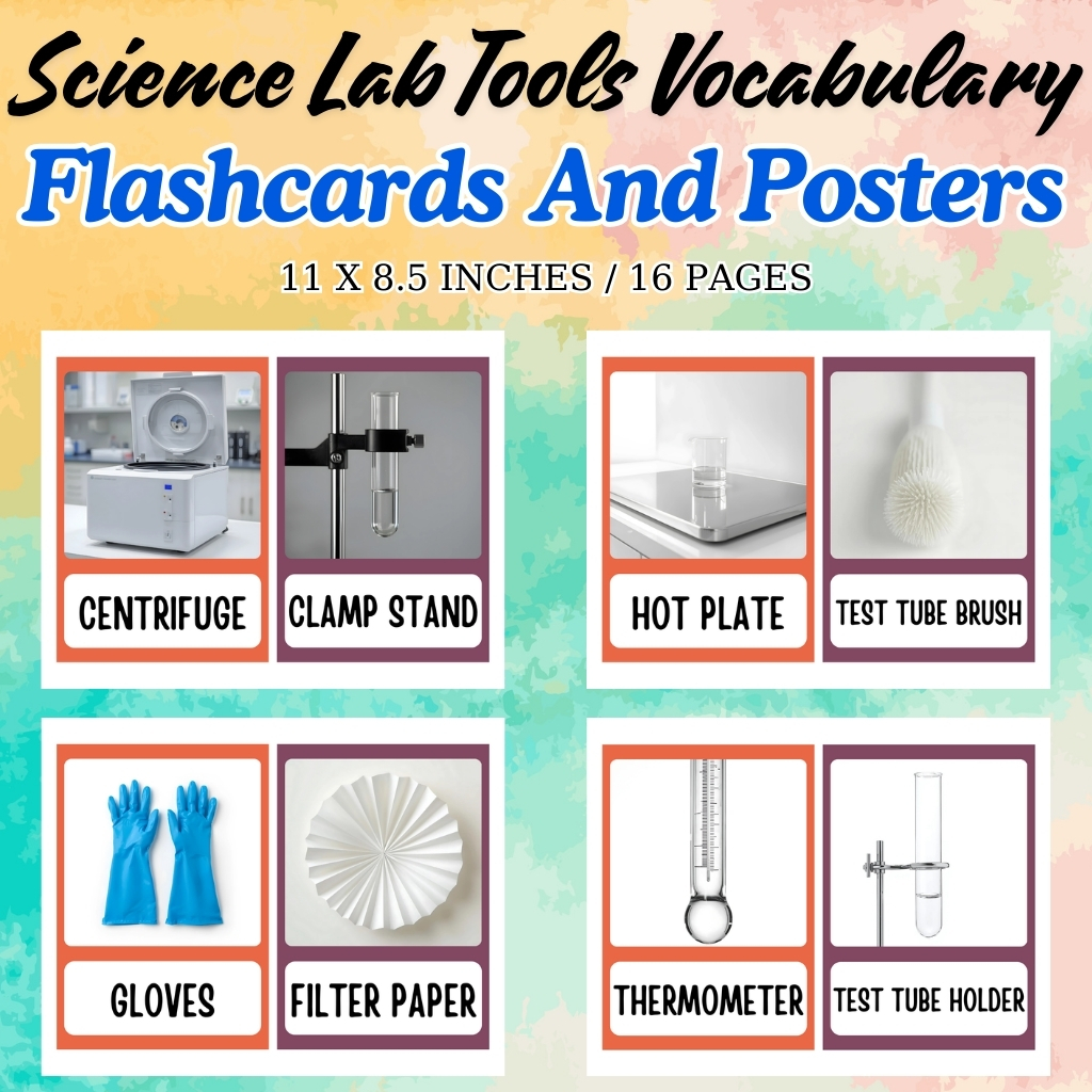Science Lab Tools Vocabulary Flashcards and Posters