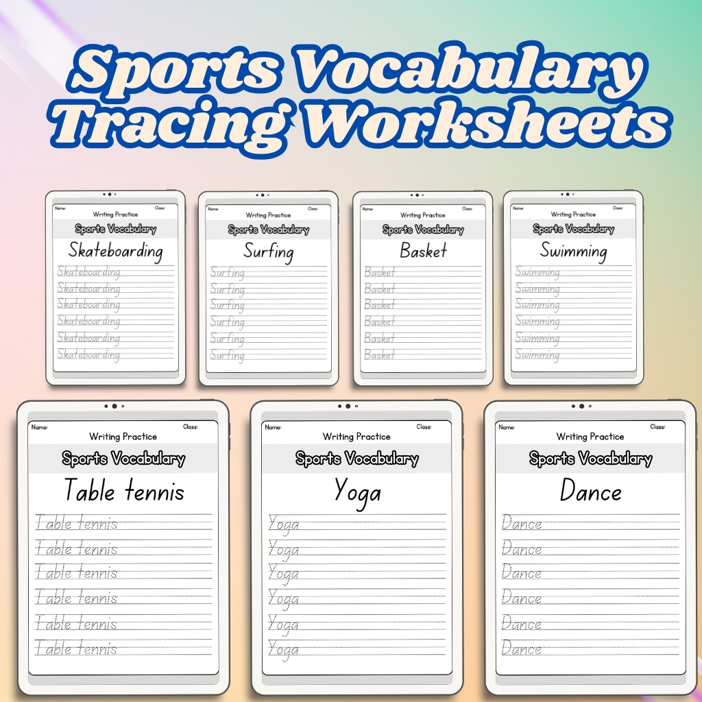 Sports Vocabulary Tracing Worksheets