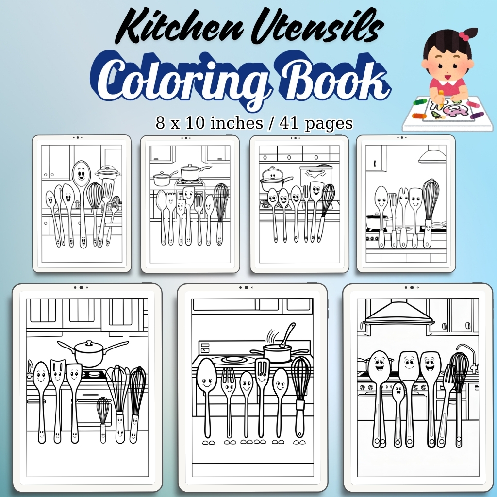 Kitchen Utensils Coloring Pages / Sheets of Kitchen Utensils {Coloring Book}