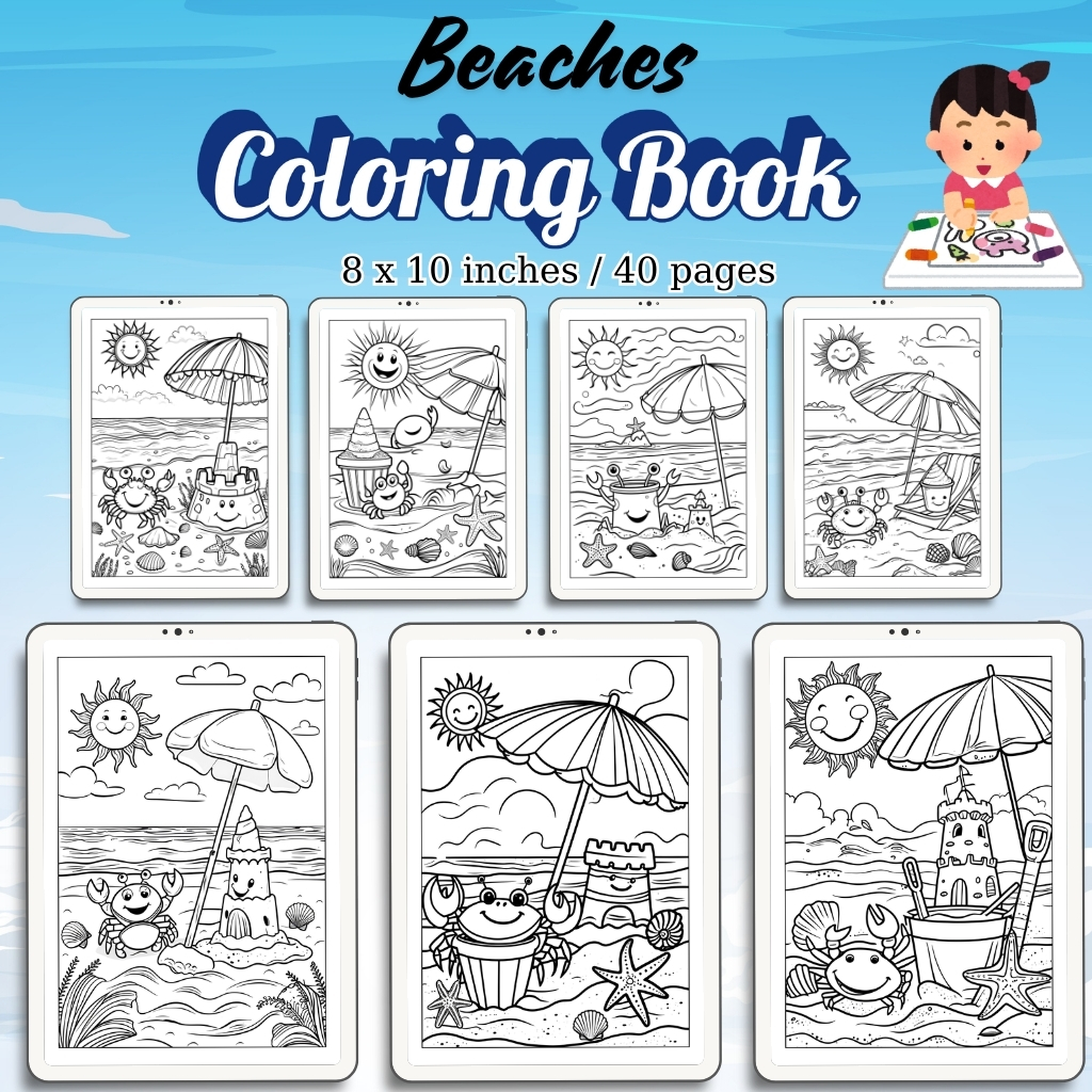 Beaches Coloring Pages / Sheets of Beaches {Coloring Book}