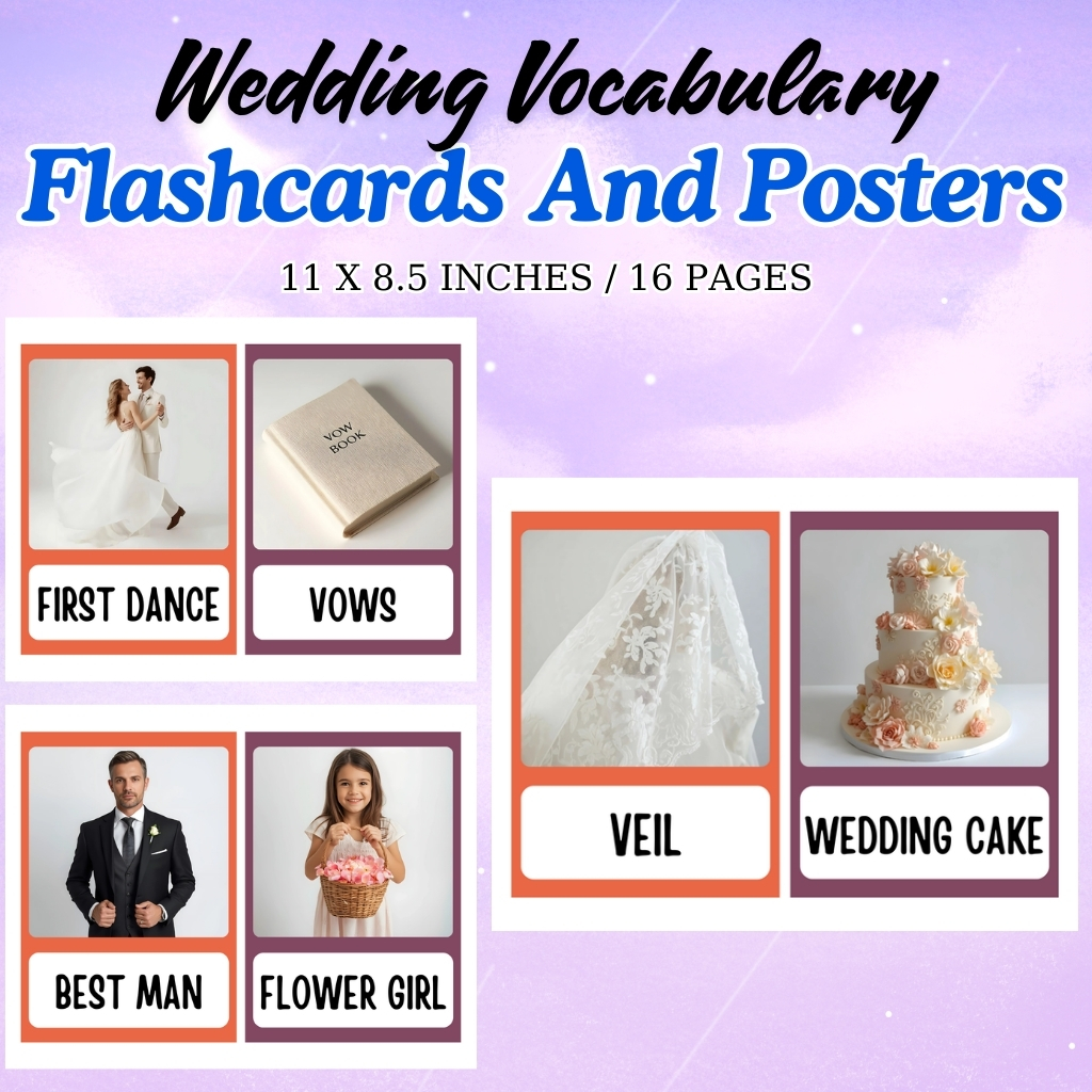 Wedding Vocabulary Flashcards and Posters