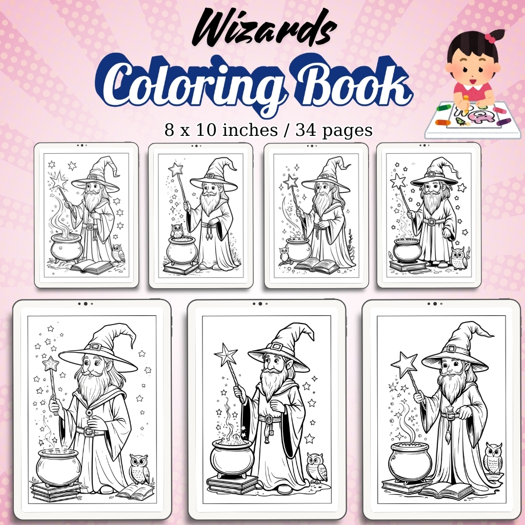 Wizards Coloring Pages Vol.1 / Sheets of Wizards {Coloring Book}