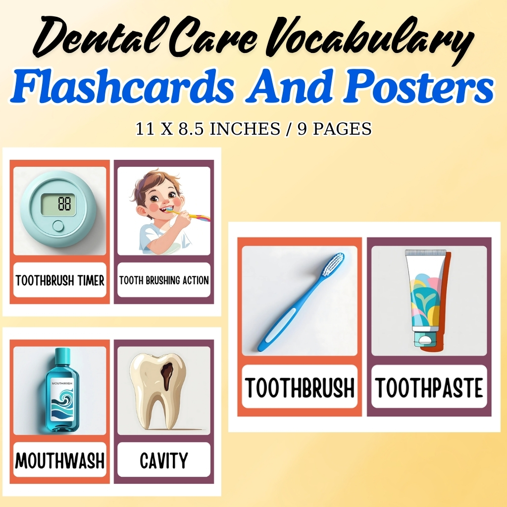 Dental Care Vocabulary Flashcards and Posters