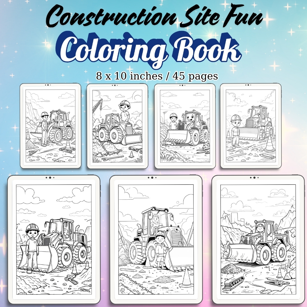 Construction Site Fun Coloring Pages / Sheets of Construction Site Fun {Coloring Book}