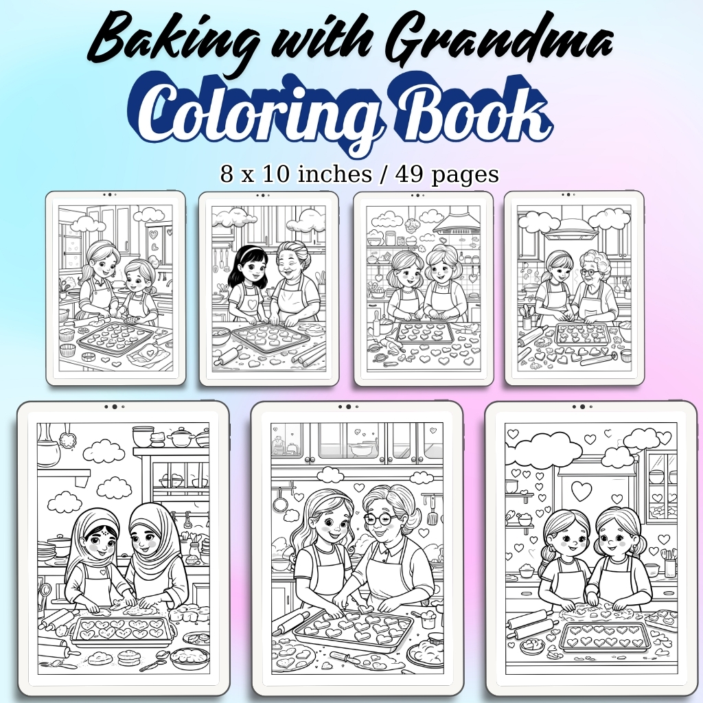 Baking with Grandma Coloring Pages / Sheets of Baking with Grandma {Coloring Book}