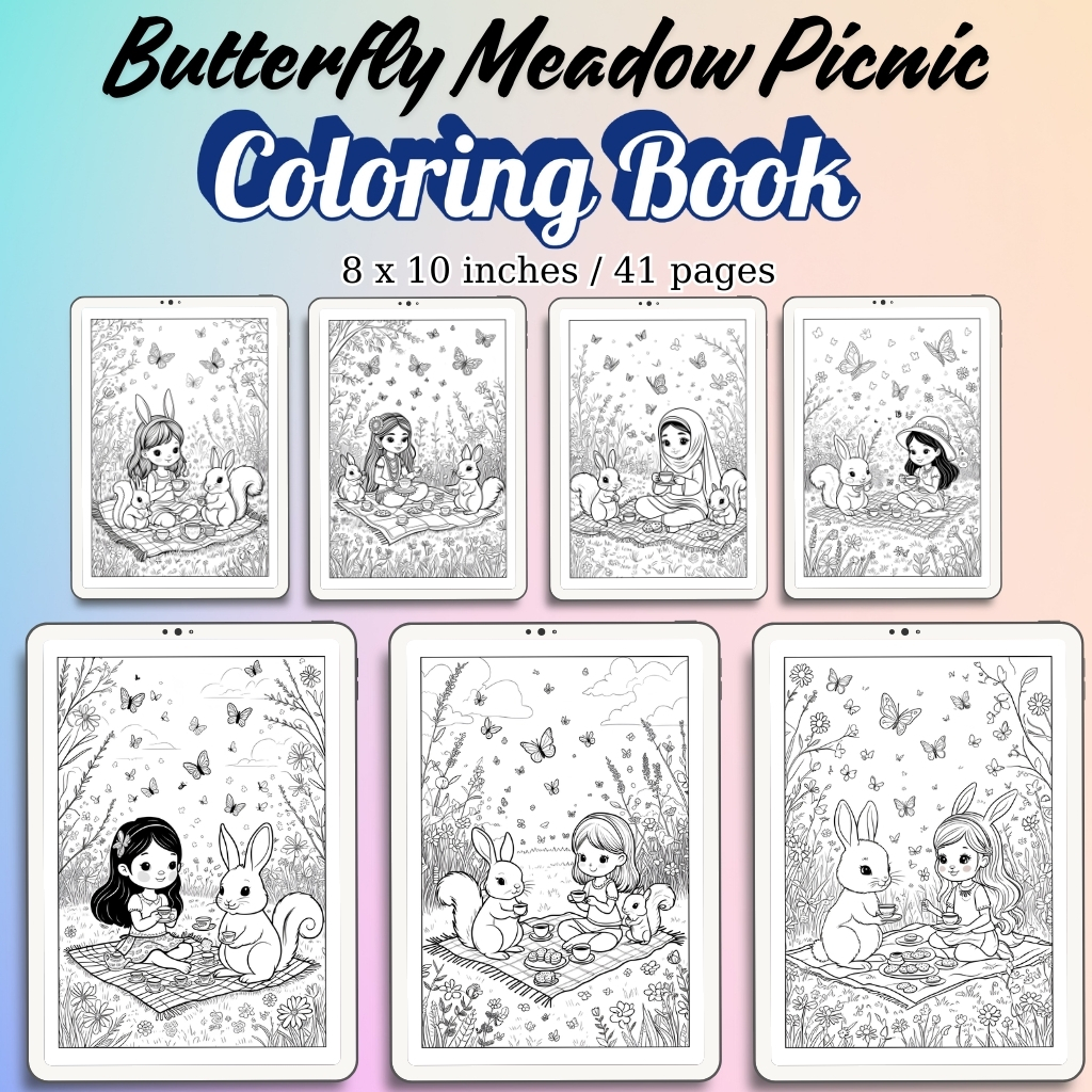 Butterfly Meadow Picnic Coloring Pages / Sheets of Butterfly Meadow Picnic {Coloring Book}