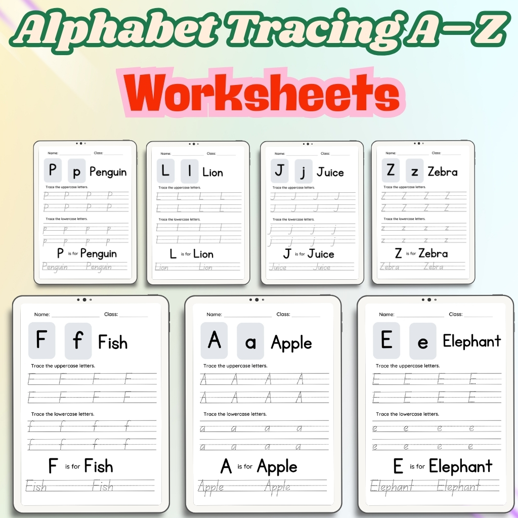 Alphabet Tracing Worksheets A–Z – Printable PDF for Teachers and Students