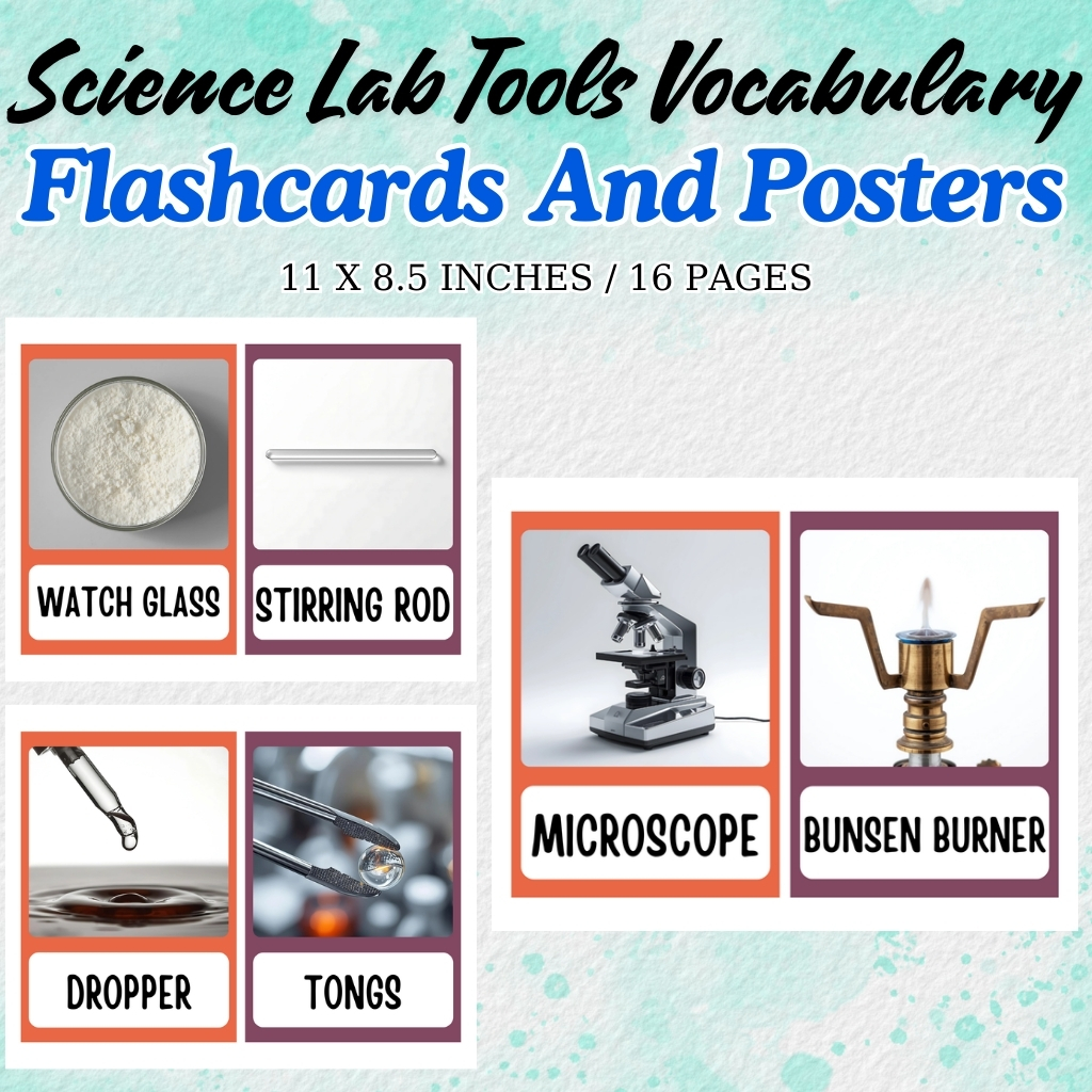 Science Lab Tools Vocabulary Flashcards and Posters