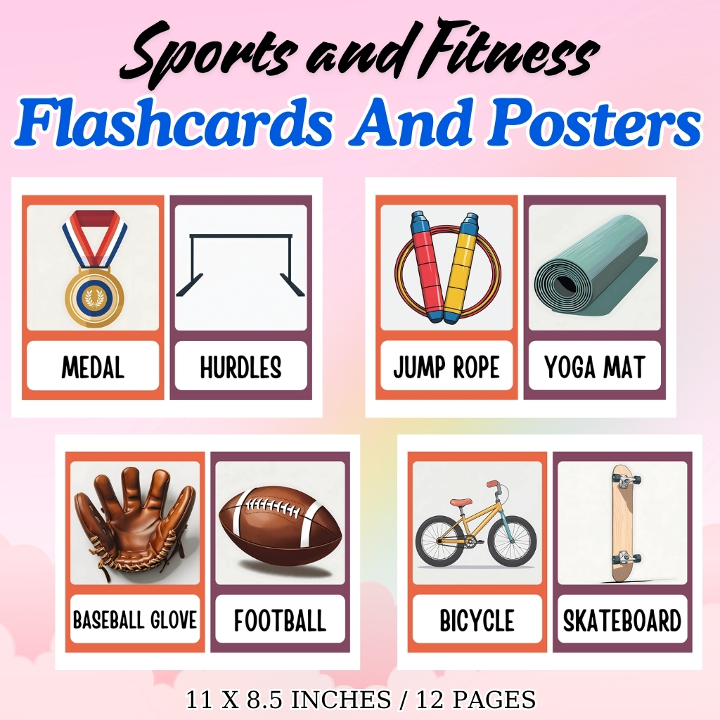Sports and Fitness Vocabulary Flashcards and Posters