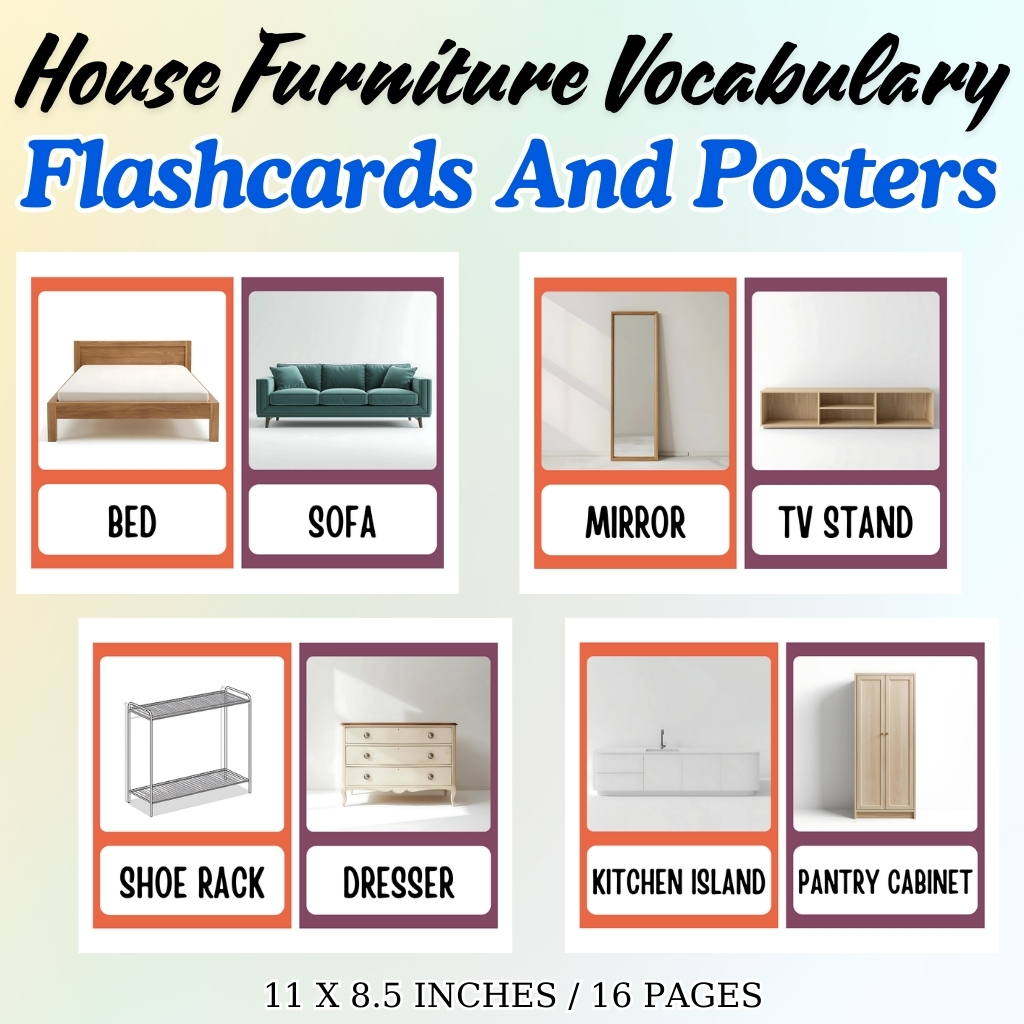 House Furniture Vocabulary Flashcards and Posters