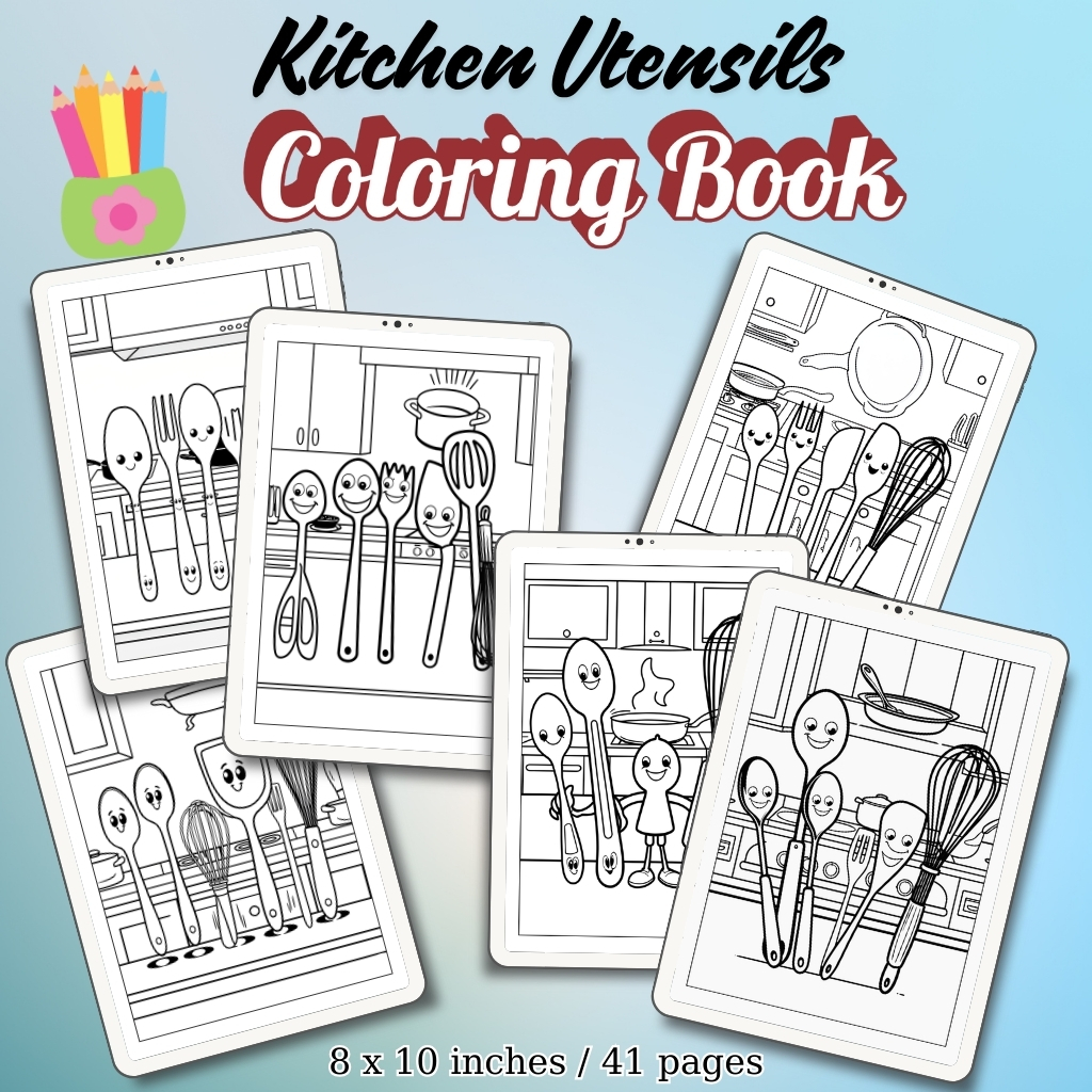 Kitchen Utensils Coloring Pages / Sheets of Kitchen Utensils {Coloring Book}