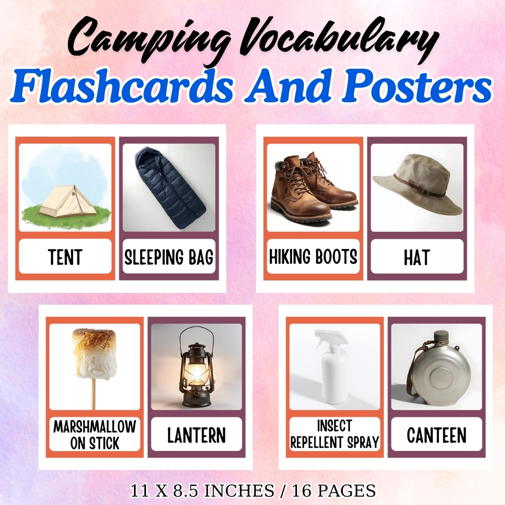 Camping Vocabulary Flashcards and Posters