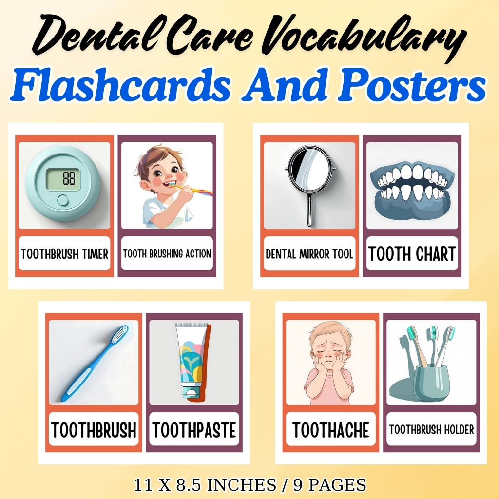 Dental Care Vocabulary Flashcards and Posters