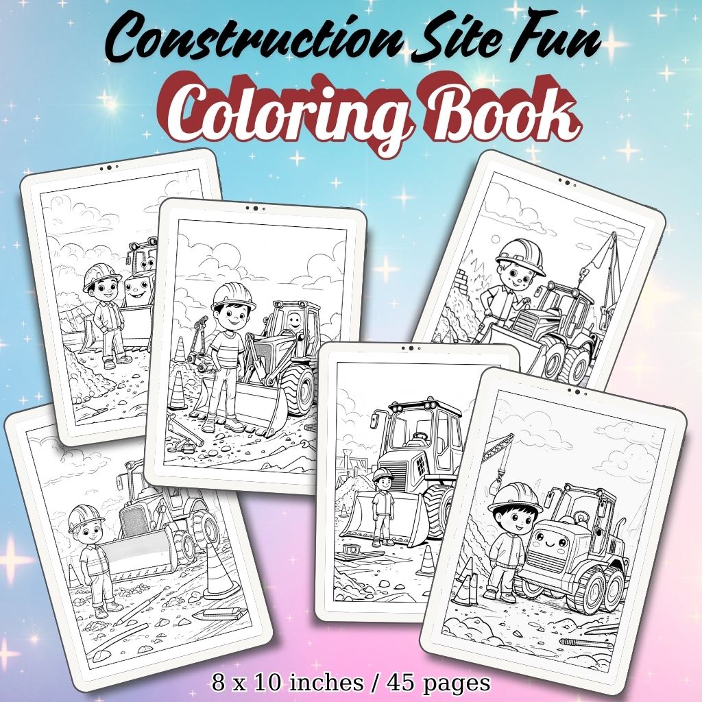 Construction Site Fun Coloring Pages / Sheets of Construction Site Fun {Coloring Book}