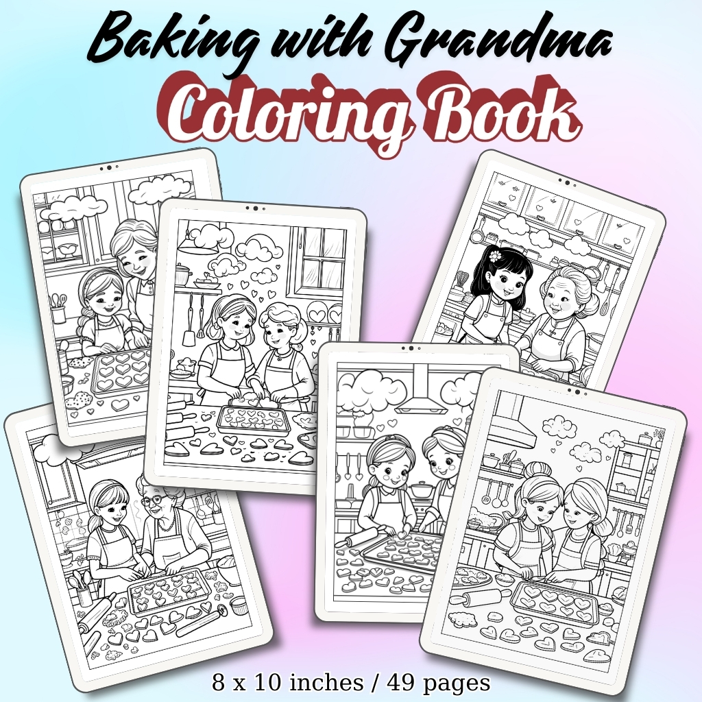 Baking with Grandma Coloring Pages / Sheets of Baking with Grandma {Coloring Book}