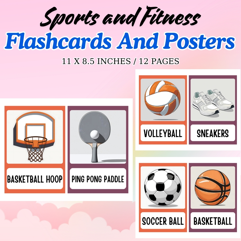 Sports and Fitness Vocabulary Flashcards and Posters