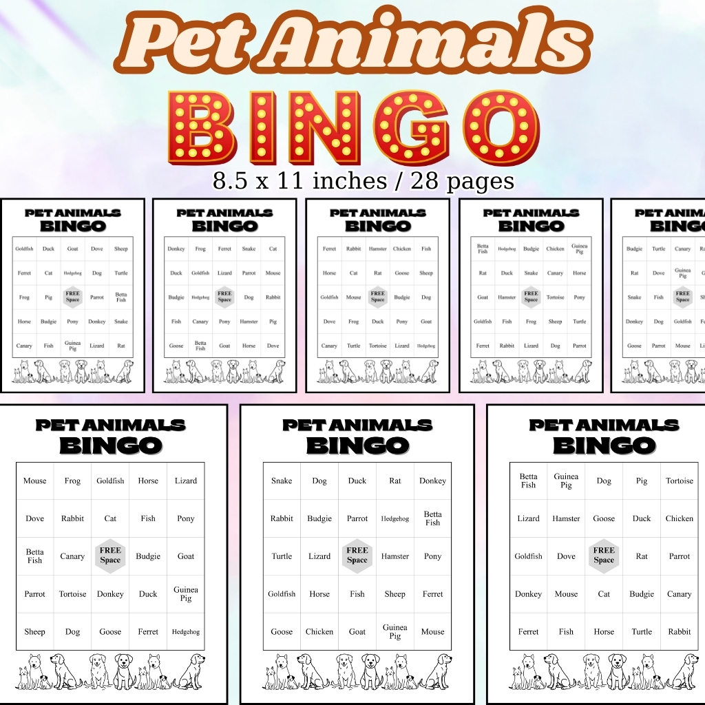 Pet Animals Bingo
