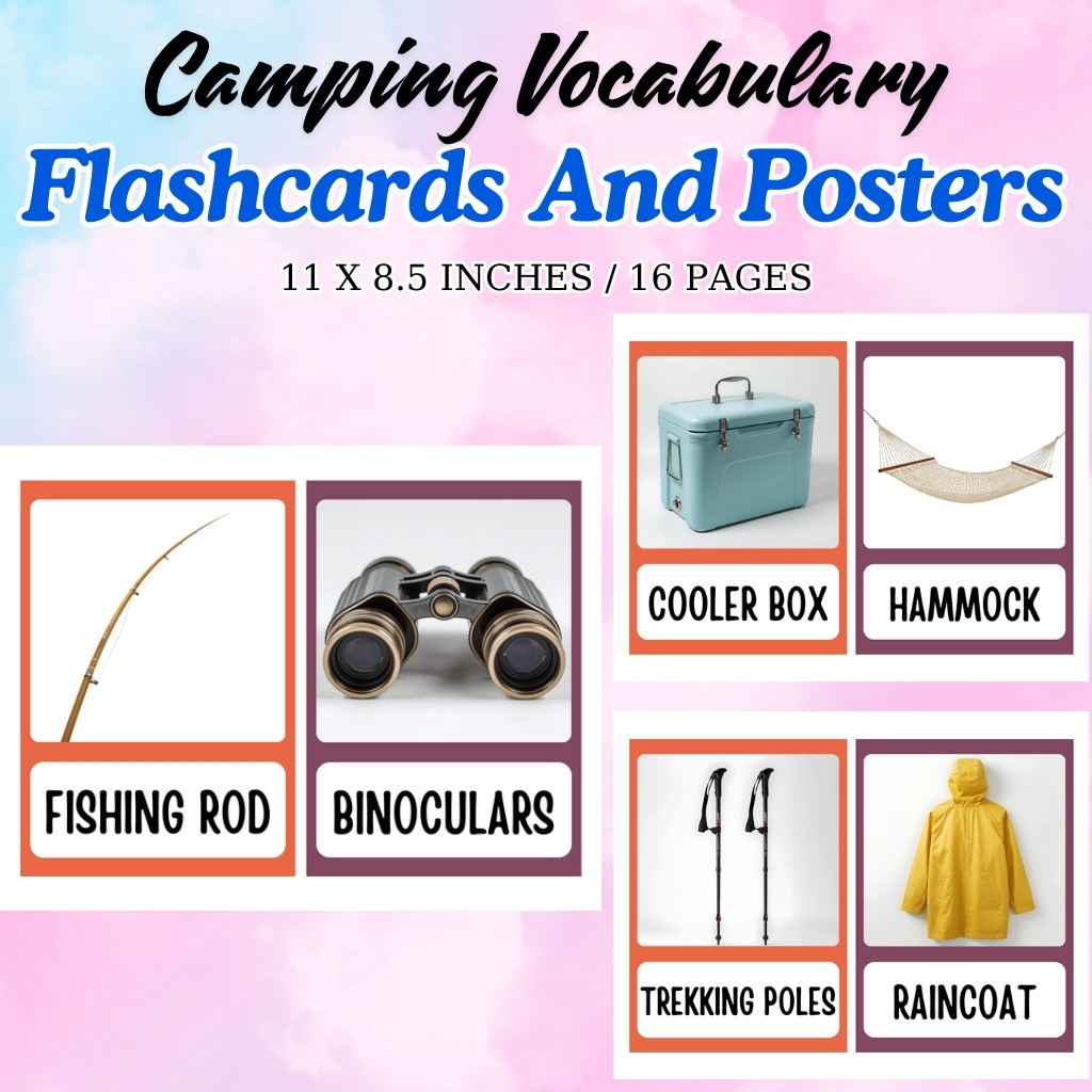 Camping Vocabulary Flashcards and Posters