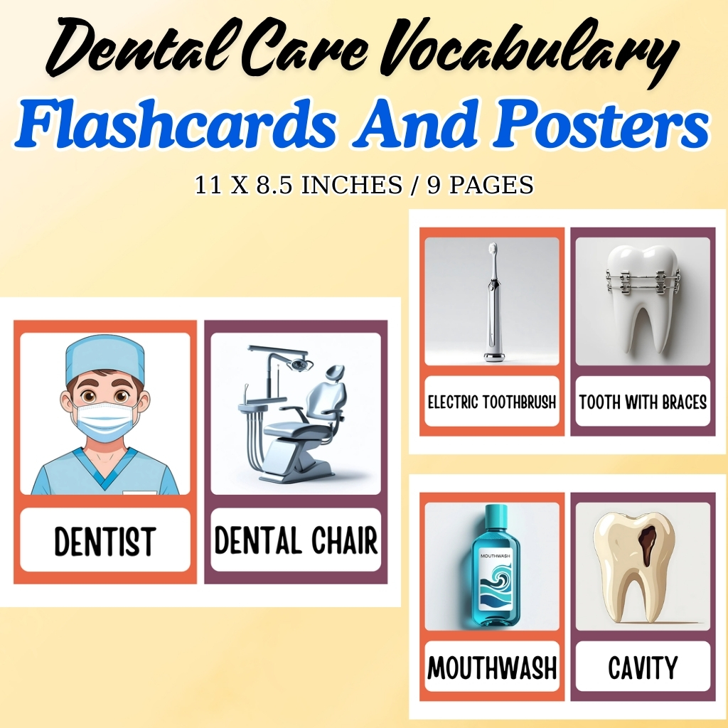 Dental Care Vocabulary Flashcards and Posters