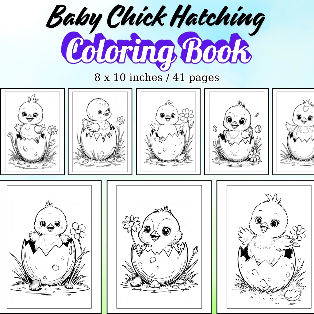 Baby Chick Hatching Coloring Pages / Sheets of Baby Chick Hatching {Coloring Book}