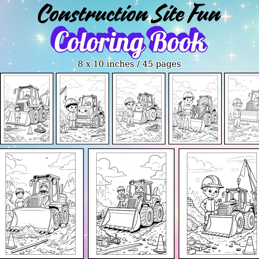Construction Site Fun Coloring Pages / Sheets of Construction Site Fun {Coloring Book}