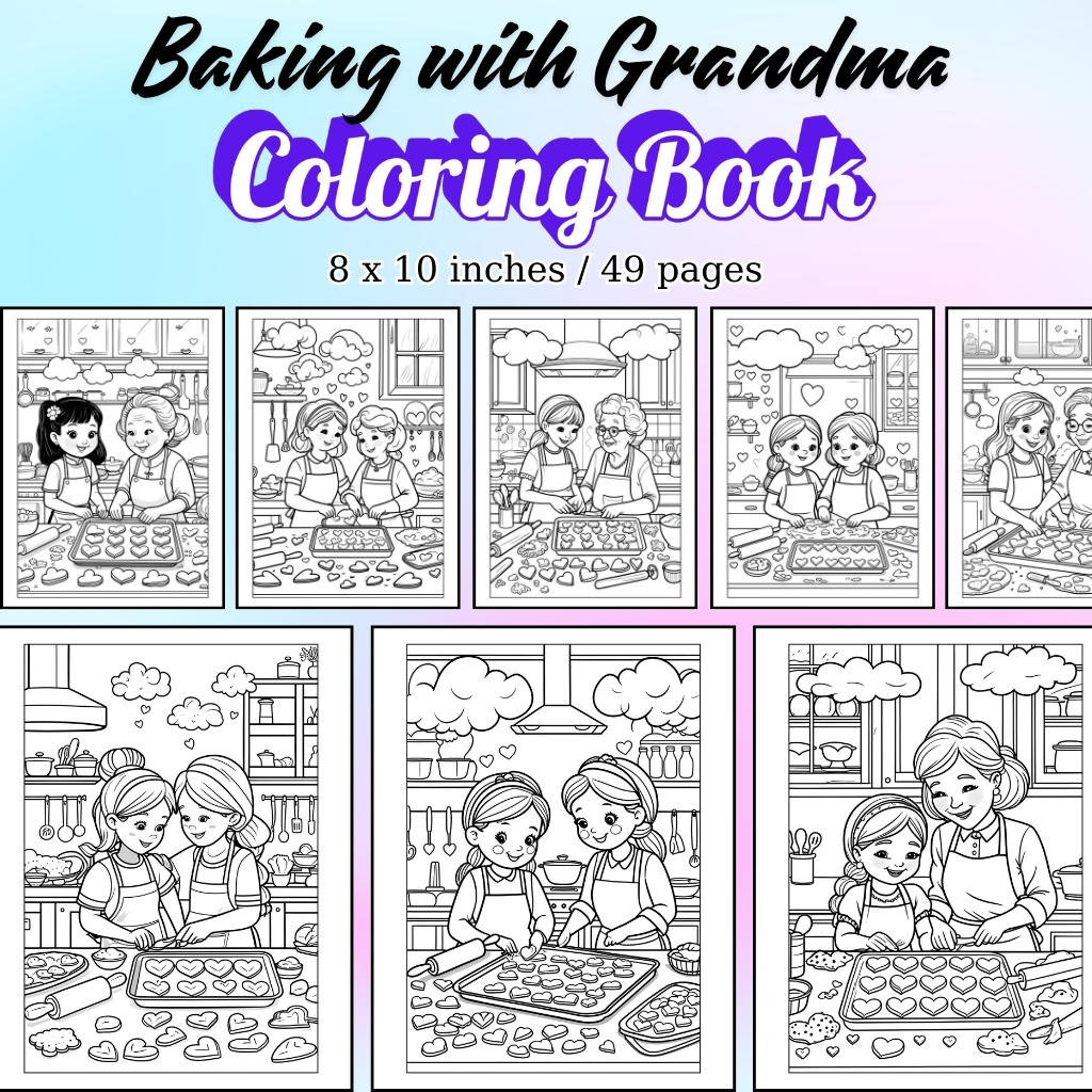 Baking with Grandma Coloring Pages / Sheets of Baking with Grandma {Coloring Book}