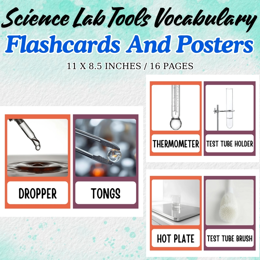 Science Lab Tools Vocabulary Flashcards and Posters
