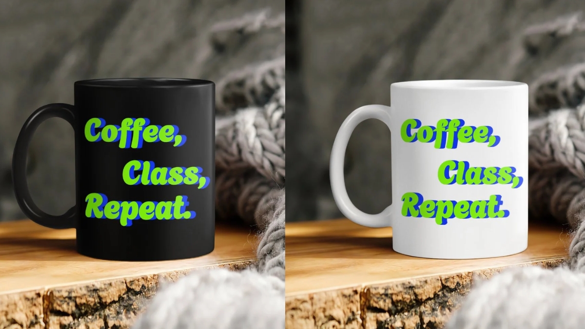 Coffee Class Repeat Neon Typography Mug - Vibrant Teacher Daily Life Gift