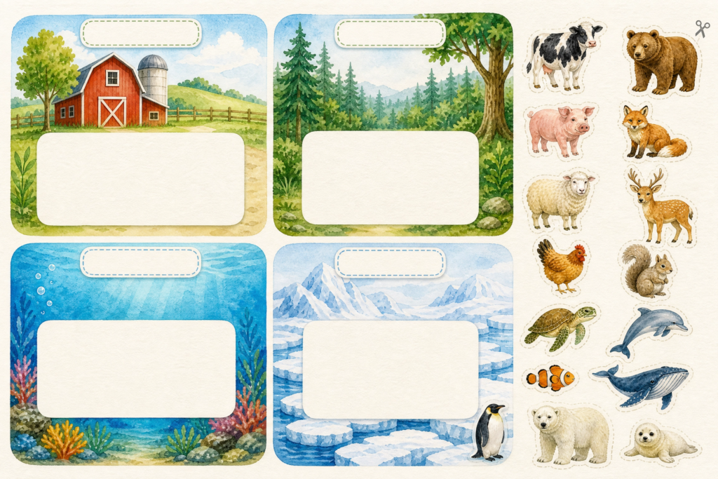 animal habitat worksheet clip art