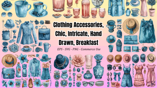 Clothing Accessories, Chic, Intricate, Hand Drawn, Breakfast