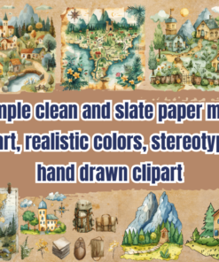 Simple clean and slate paper map clipart, realistic colors, stereotypical hand drawn clipart