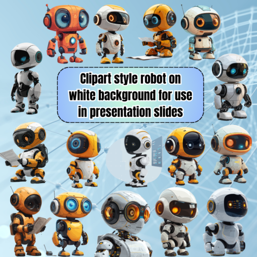 Clipart style robot on white background for use in presentation slides