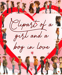 Clipart of a girl and a boy in love