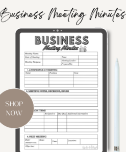 Business Meeting Minutes / Editable Canva Template