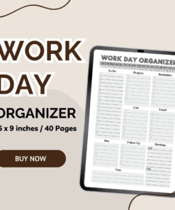 Work Day Organizer / Editable Canva Template