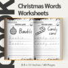 Christmas Words Tracing Worksheets / Editable Canva Template