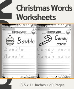 Christmas Words Tracing Worksheets / Editable Canva Template