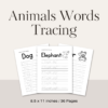 Animals Words Tracing / Editable Canva Template