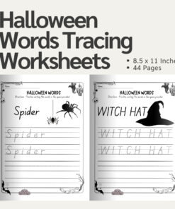 Halloween Words Tracing Worksheets / Editable Canva Template