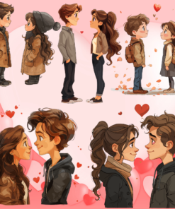 Clipart of a girl and a boy in love