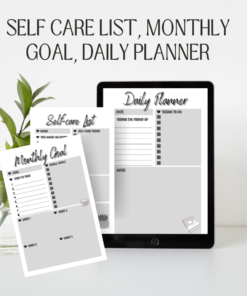 Self Care List, Monthly Goal, Daily Planner / Editable Canva Template