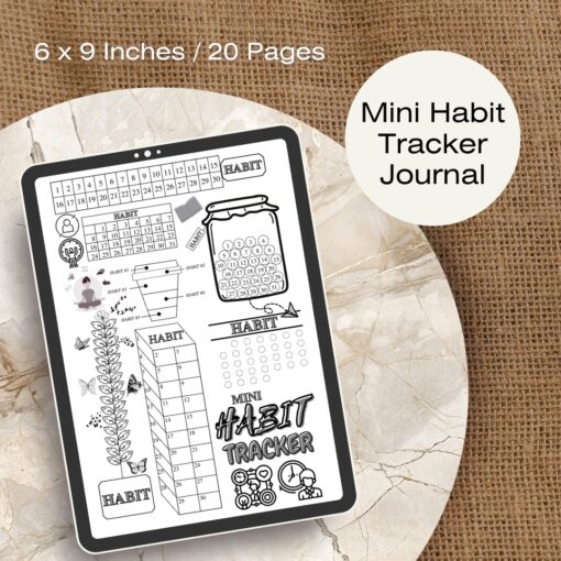 Mini Habit Tracker Journal / Editable Canva Template