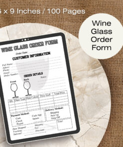 Wine Glass Order Form Journal / Editable Canva Template