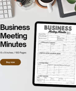 Business Meeting Minutes / Editable Canva Template