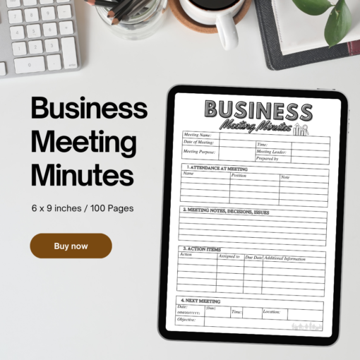 Business Meeting Minutes / Editable Canva Template