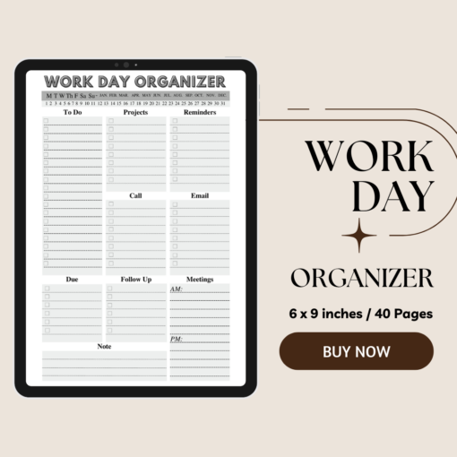 Work Day Organizer / Editable Canva Template