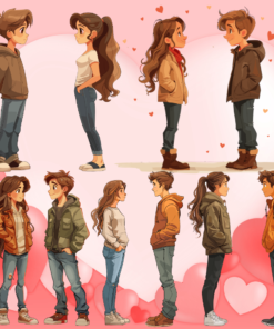 Clipart of a girl and a boy in love