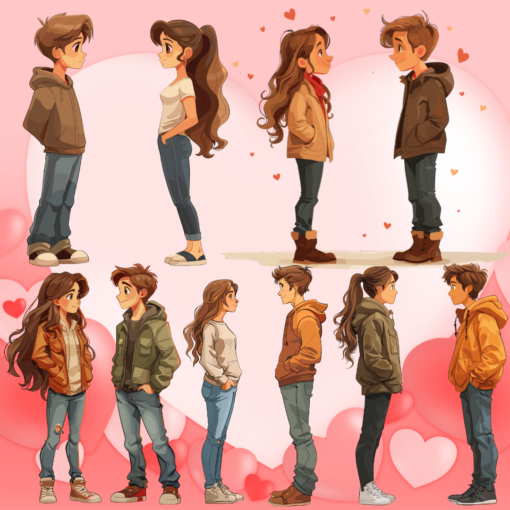 Clipart of a girl and a boy in love