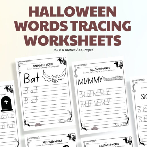 Halloween Words Tracing Worksheets / Editable Canva Template